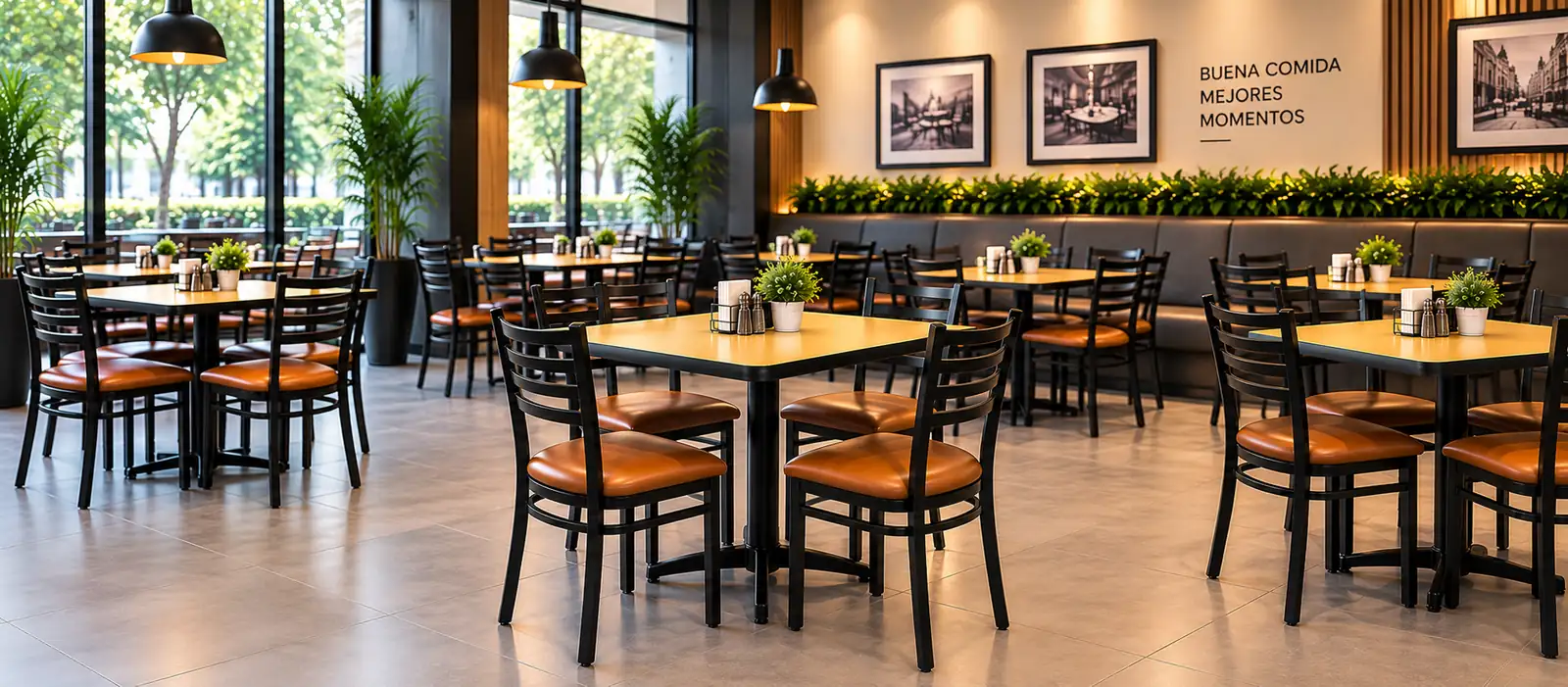 Mesas y sillas para restaurante en Monterrey fabricadas por Muebles Tubulares Ponce