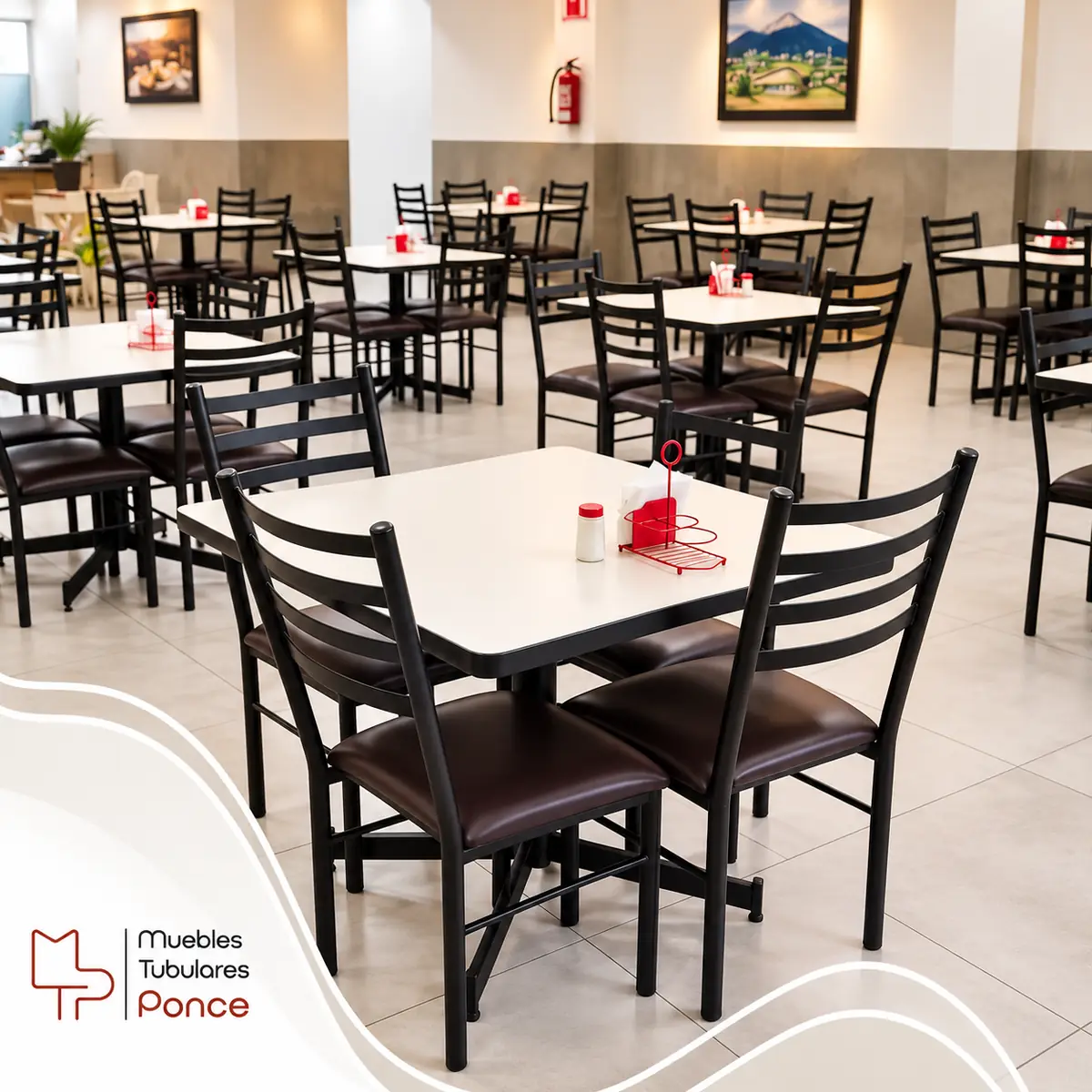 Proyecto de mesas y sillas instalado en restaurante de Monterrey